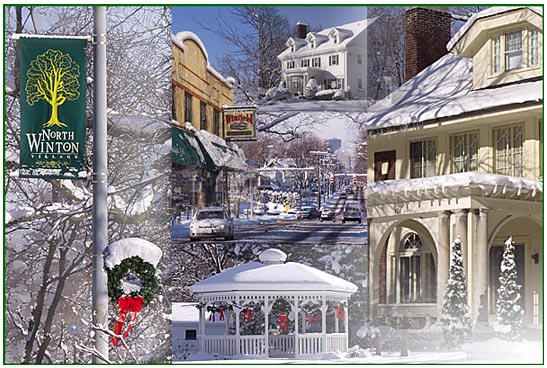 IMages of North Winton Village Neighborhood in the winter.